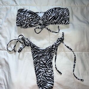 SHEIN Zebra Print Bikini - Black and White